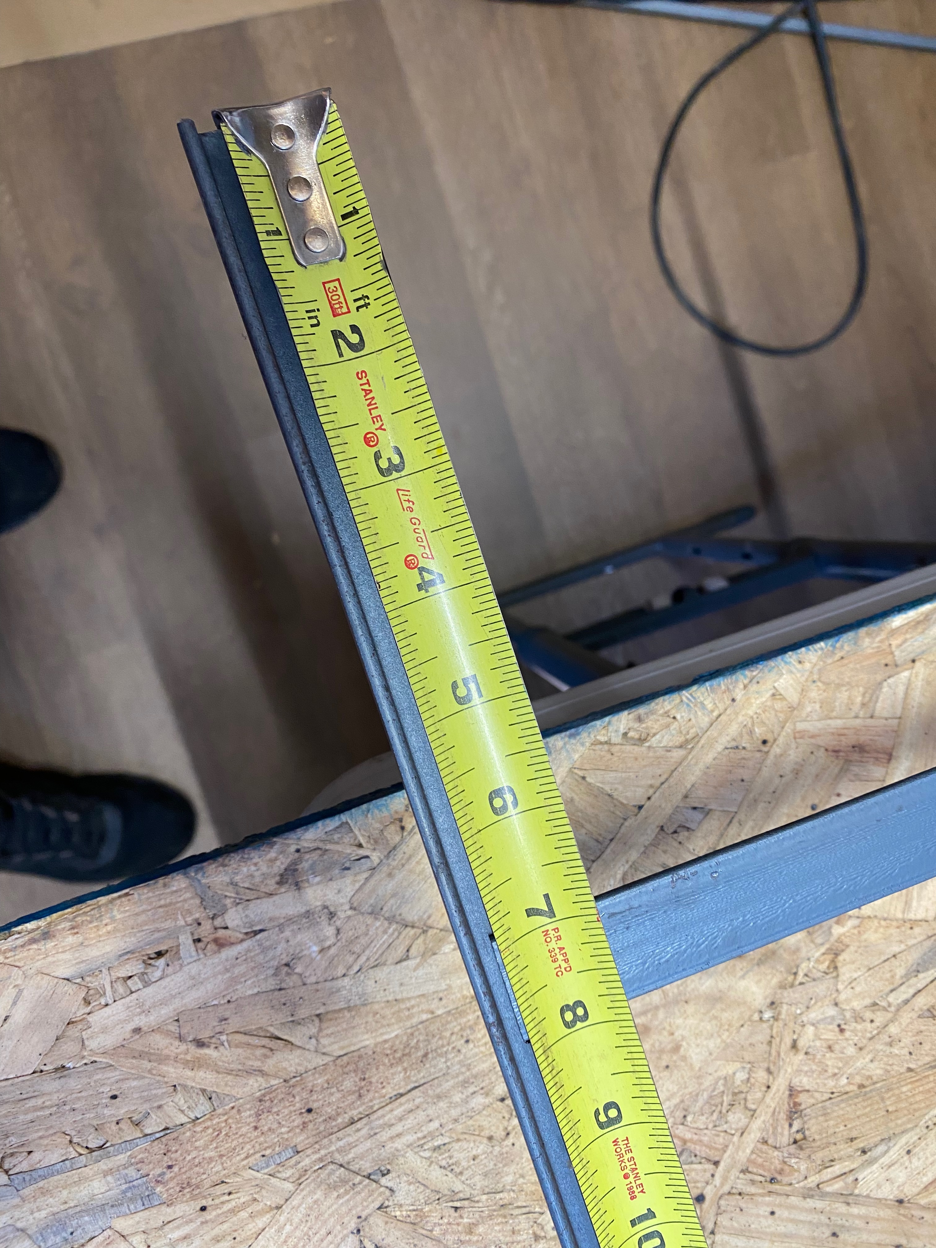 Cross-bar measured and held with welding magnets.