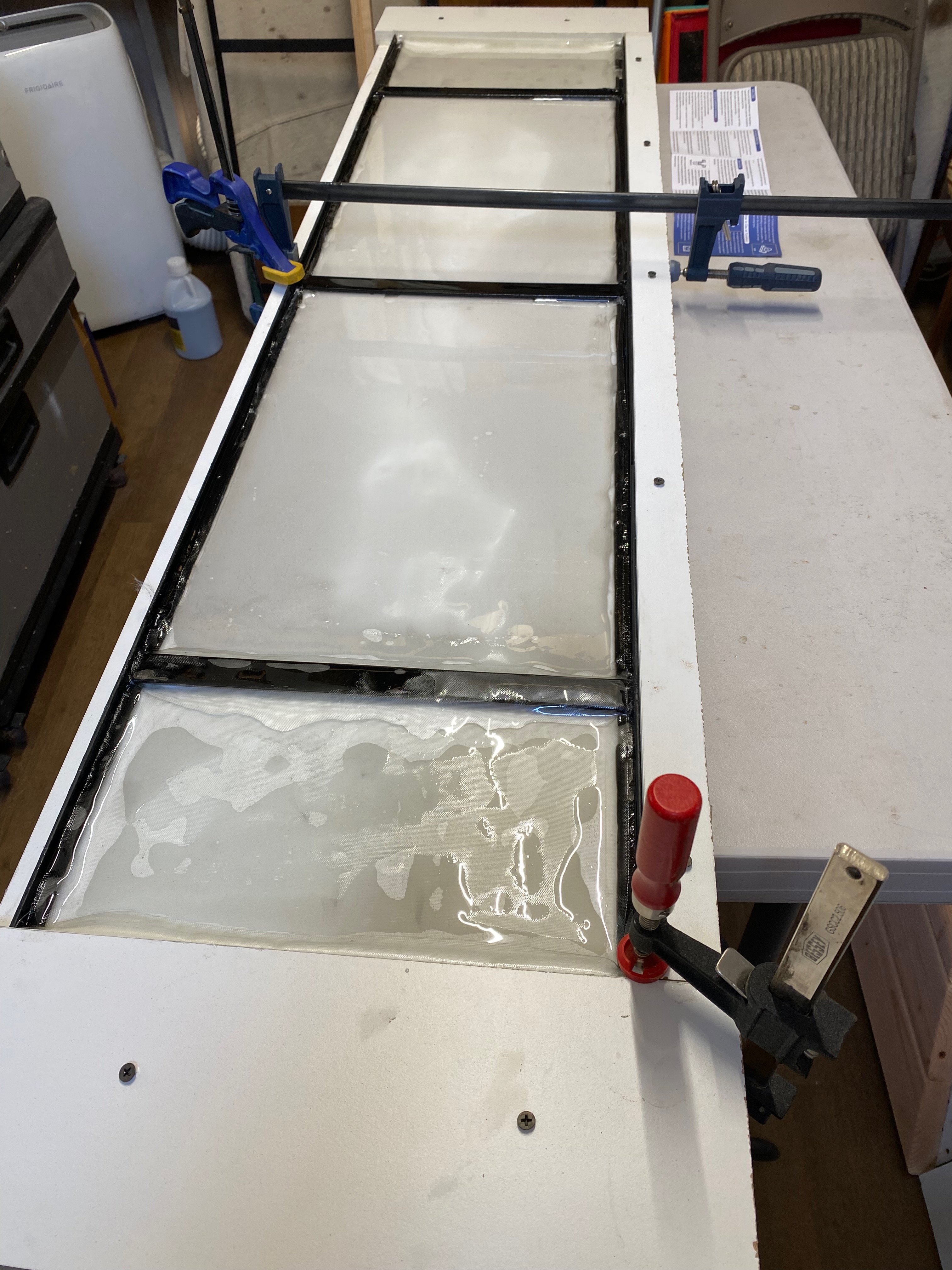 Cured fiberglass back skin after 24 hours.
