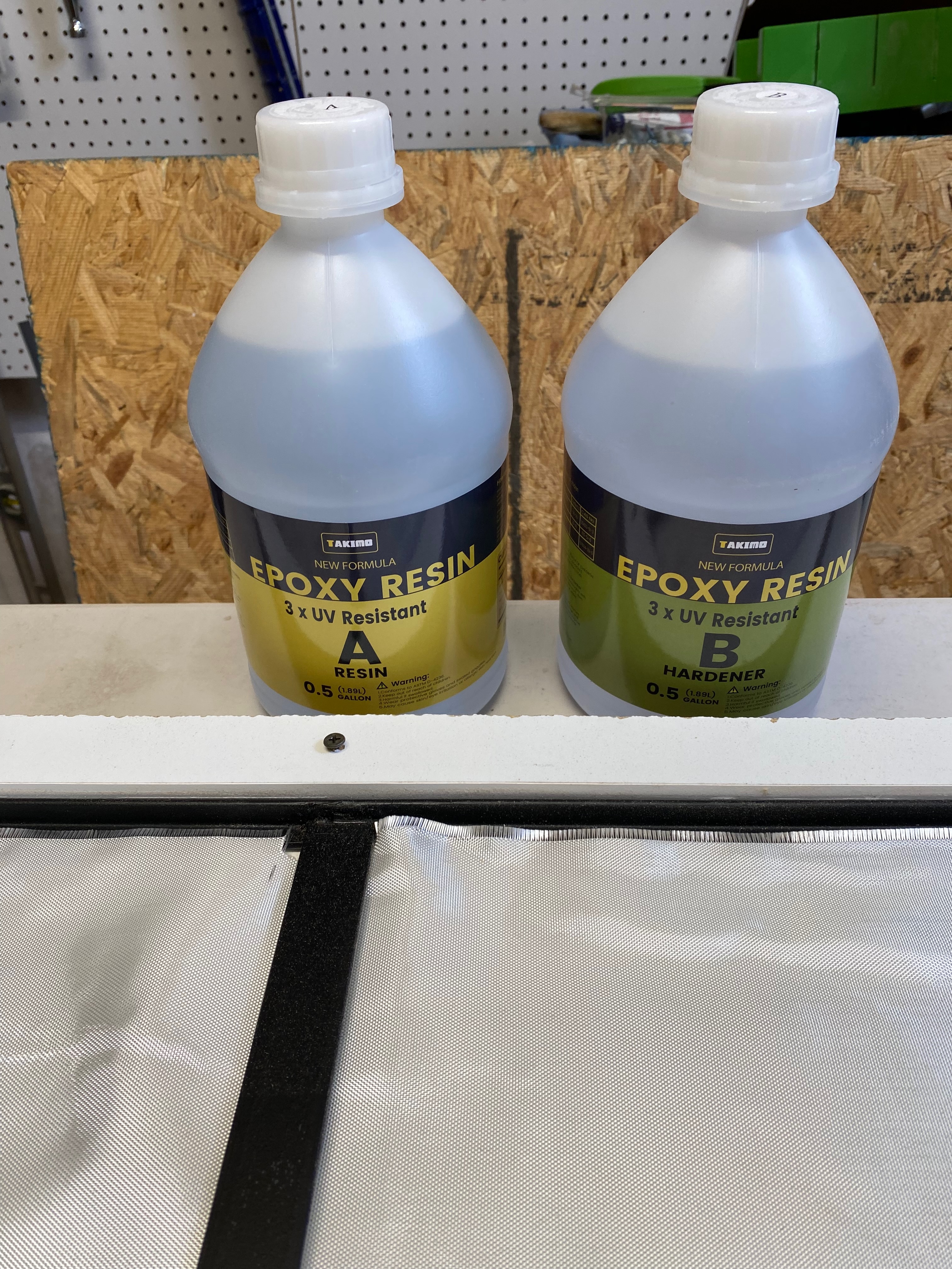 Resin measured out for the back-skin pour.